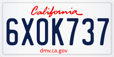 CA license plate 6XOK737