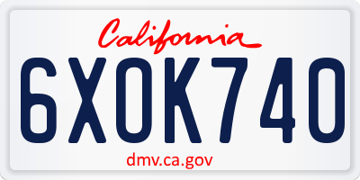 CA license plate 6XOK740