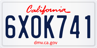 CA license plate 6XOK741