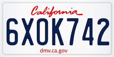 CA license plate 6XOK742