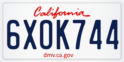 CA license plate 6XOK744