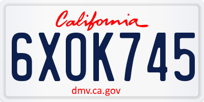 CA license plate 6XOK745