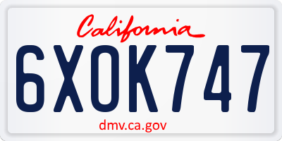 CA license plate 6XOK747