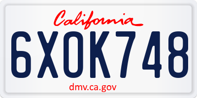 CA license plate 6XOK748