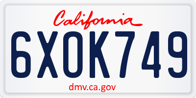 CA license plate 6XOK749