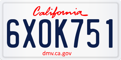 CA license plate 6XOK751