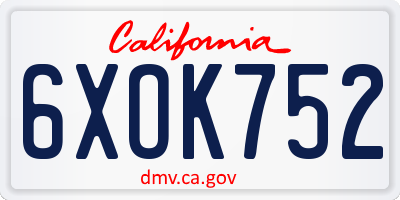 CA license plate 6XOK752