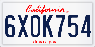CA license plate 6XOK754