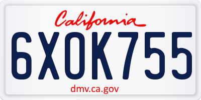 CA license plate 6XOK755