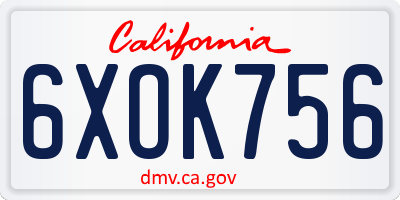 CA license plate 6XOK756