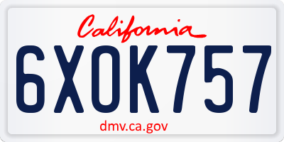 CA license plate 6XOK757