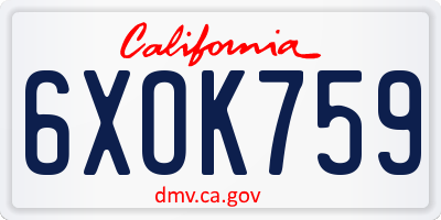 CA license plate 6XOK759
