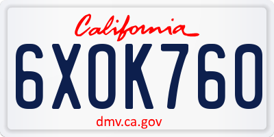 CA license plate 6XOK760