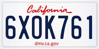 CA license plate 6XOK761