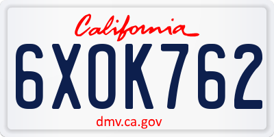 CA license plate 6XOK762