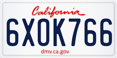 CA license plate 6XOK766