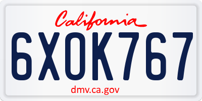 CA license plate 6XOK767