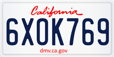 CA license plate 6XOK769