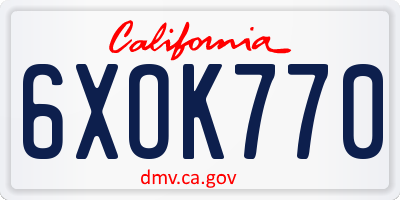CA license plate 6XOK770