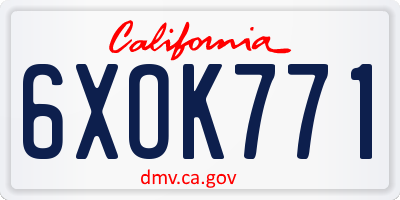 CA license plate 6XOK771
