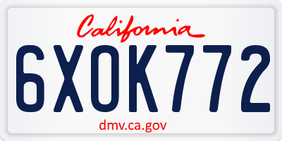 CA license plate 6XOK772