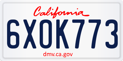 CA license plate 6XOK773