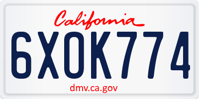 CA license plate 6XOK774