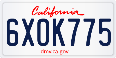 CA license plate 6XOK775