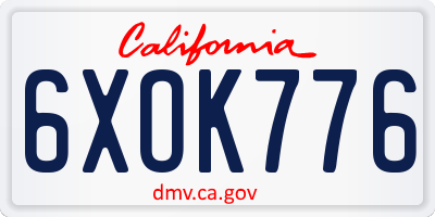 CA license plate 6XOK776
