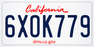 CA license plate 6XOK779