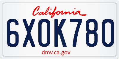 CA license plate 6XOK780