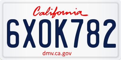 CA license plate 6XOK782