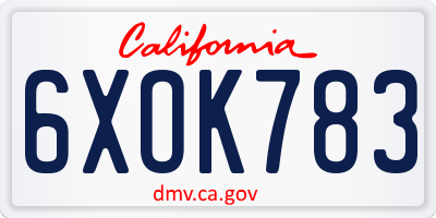 CA license plate 6XOK783