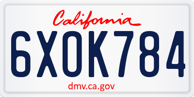CA license plate 6XOK784