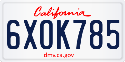 CA license plate 6XOK785