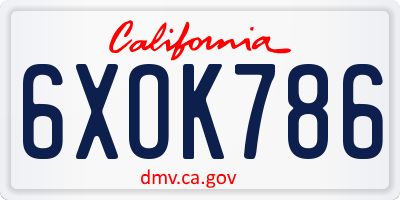 CA license plate 6XOK786