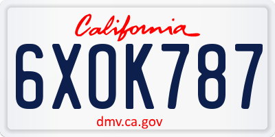 CA license plate 6XOK787