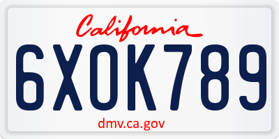 CA license plate 6XOK789