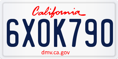 CA license plate 6XOK790
