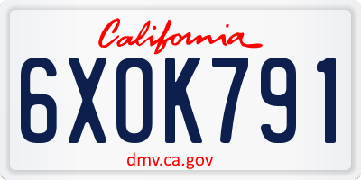 CA license plate 6XOK791