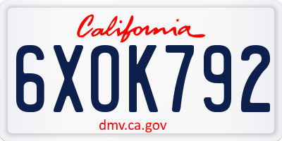 CA license plate 6XOK792