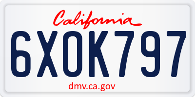 CA license plate 6XOK797