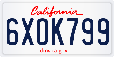 CA license plate 6XOK799