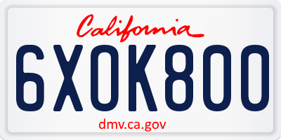 CA license plate 6XOK800