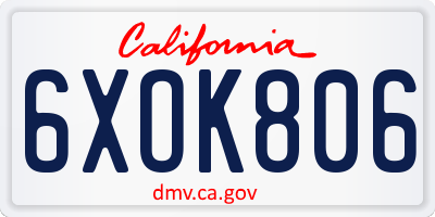 CA license plate 6XOK806