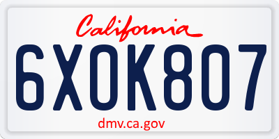 CA license plate 6XOK807