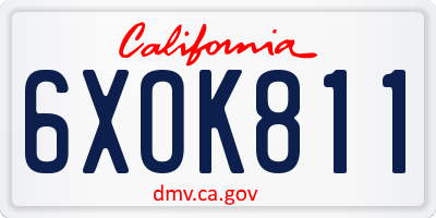 CA license plate 6XOK811