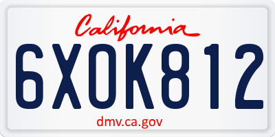 CA license plate 6XOK812