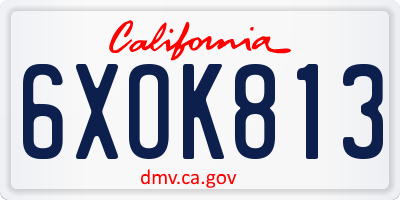 CA license plate 6XOK813