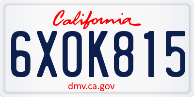 CA license plate 6XOK815